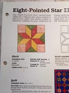 Spinning Spools Quilt Pattern EIGHT POINTED STAR + Uncut Flexible Template - Picture 1 of 3