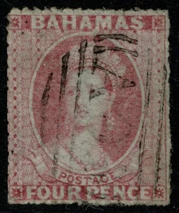 1861 Bahamas 4d Dull Rose SG5 Very Fine Used Cat. £400.00 - Picture 1 of 1