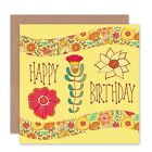 Birthday Flower Floral Theme Blank Greeting Card With Envelope