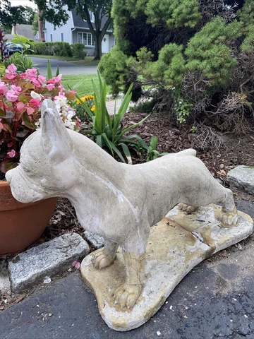 Dog Cement Sculpture Vintage Statue Cover