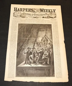 Atq Front Page HARPER'S WEEKLY Magazine February 22, 1873 #843 "DOWN THE SLOPE" - Picture 1 of 1