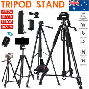 Professional Camera Tripod Stand Mount Remote + Phone Holder for iPhone Samsung - Picture 1 of 16