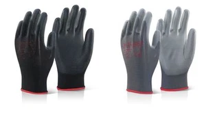 10 PAIRS x CLICK 2000 PUGGY PU COATED PRECISION GLOVES - BLACK/GREY (ALL SIZES) - Picture 1 of 1
