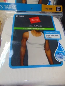 3 NIP Hanes Tagless Tank Comfort Soft Ring Spun Cotton shirts Sz 2X 50-52 - Picture 1 of 1