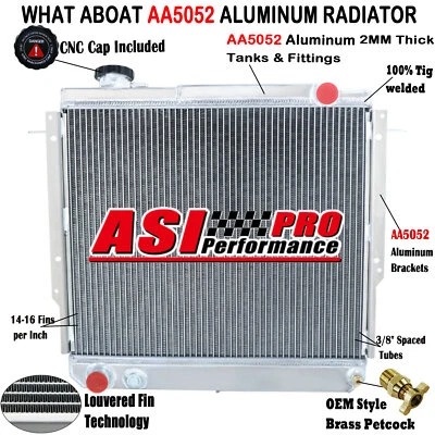 3 Row Aluminum Radiator For 1986-1992 Jeep Cherokee Comanche Wagoneer 2.5L 2.8L - Изображение 1 из 4