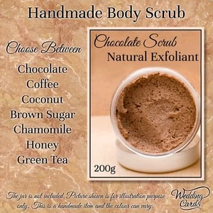 Homemade Chocolate Coffee Green tea Coconut Honey Brown Sugar Body Scrub 200g - Picture 1 of 12