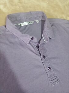 Travis Mathew mens polo golf shirt LARGE Purple short sleeve 4 button