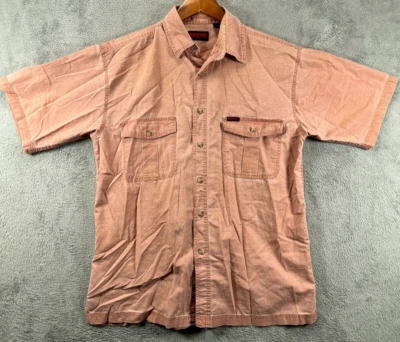 WOLVERINE Mens Medium Shirts Brown Wash Button Up Dual Pockets Short Sleeve - Image 1 of 4