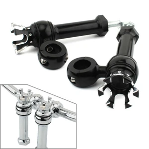1" Motorcycle Handlebar Mount Clamp Riser Black & Silver For Harley Dyna Softail - Picture 1 of 7