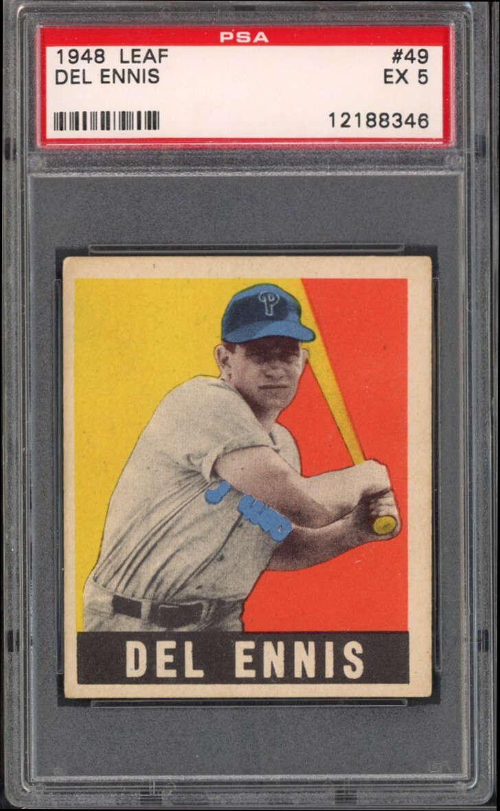 1948 Leaf #49 - Del Ennis - Rookie - PSA 5 EX - Philadelphia Phillies