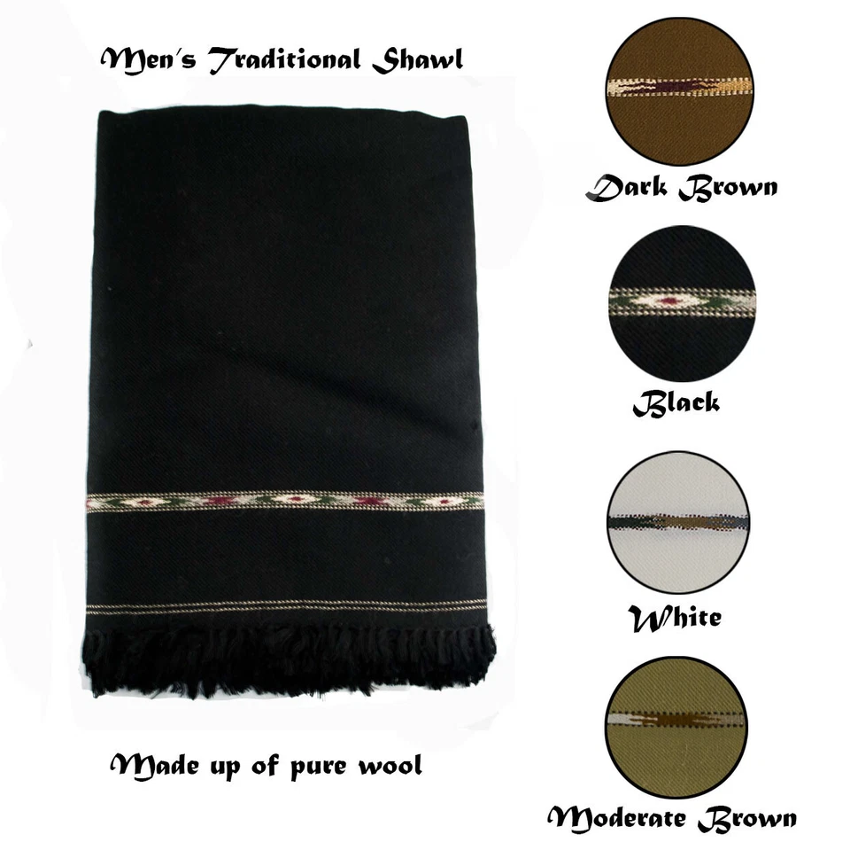 AFGHAN PATOO BLANKET WOOL SHAWL PATU LONG SCARF WRAP PASHTUN MENS WOMENشال