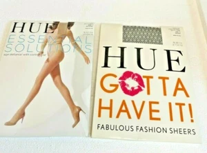 HUE SHEERS CONTROL TOP SIZE 3 2 PAIR BLACK AND NATURAL - Picture 1 of 6
