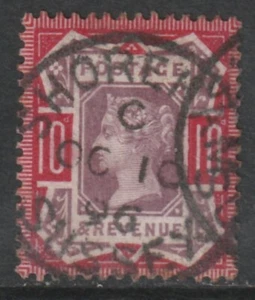 1887 QV 10d DULL PURPLE AND DP CARMIN SG210a NICE USED WITH SHOREHAM CDS CANCEL - Bild 1 von 2