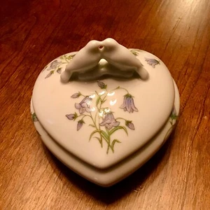 Rochard Limoges France Original Bluebell Love Birds Doves Heart Trinket Dish - Picture 1 of 7