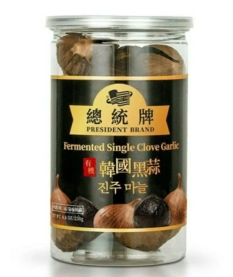 PRESIDENT BRAND Greenlike Fermented Single Clove Garlic Dried Cooked Black Garlic 即食有机黑蒜 250g