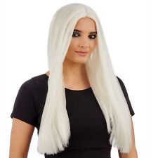 Women`s Glow in the Dark Wig Adult Long White UV Hair for Festival Party Rave