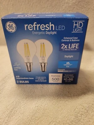 2 GE Refresh LED Light Bulbs 60 Watt Eqv HD Daylight A15 Ceiling Fan Light Bulb - Image 1 of 3