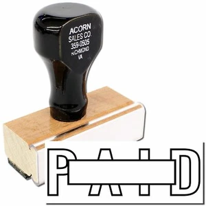 Outline Paid with Box Rubber Stamp Business Office Size 1/2" Tall x 1-1/2" Wide - Picture 1 of 5