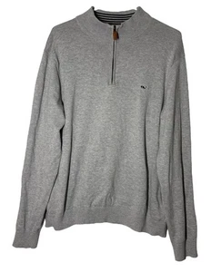 Vineyard Vines Sudadera Pullover 1/4 Cremallera Suéter Hombre Grande Gris - Imagen 1 de 5