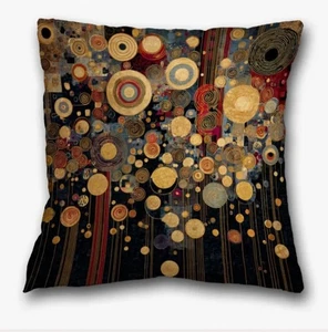 Pillow Cover  Gustav Klimt Style  ABSTRACT  2-Sided  18 x 18 - Picture 1 of 3
