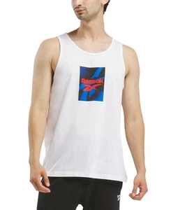 Reebok Men Regular fit Sleeveless Graphic Tank Top Shirt Small White Solid - Picture 1 of 1