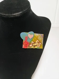 Vintage Music Pin By Lucinda Treble cliff notes glitter brooch - Picture 1 of 5
