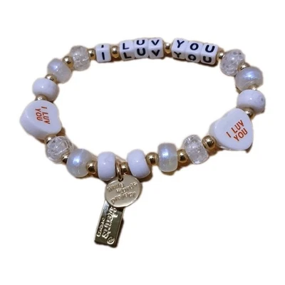 Pulsera Sweethearts Little Words Project I Luv You S/M cuentas de corazón de 8 pulgadas  Foto 1 de 4