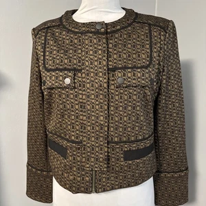 CAbi Fall 2023 Director Jacket, #4494, Size M, Black Brown Print NEW - Picture 1 of 11