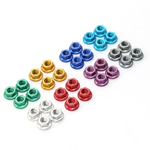 1/10 Scale RC Aluminum Flange Lock Nuts M4 (4pcs) - Anti-Loose Hex Nuts - Picture 1 of 17