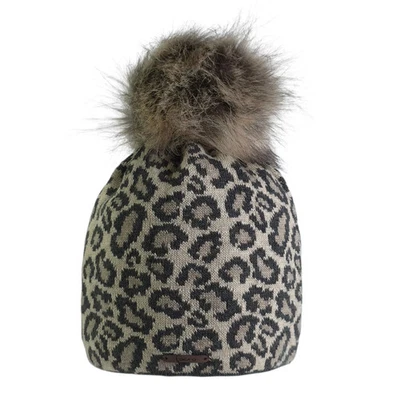 FAERA Wintermütze Leo Unisex Strickmütze mit Bommel Fleecefutter One Size Baesics