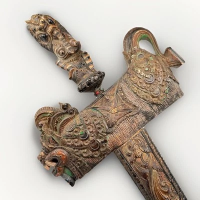 Intrincada espada daga del sudeste asiático indonesio Java Madura Keris Kris de 1900 Foto 1 de 4