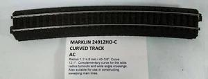 Marklin 24912 HO-C CURVED TRACK- R1.114 / 12.1° - AC - 2 Pieces Wide Radius - Picture 1 of 5