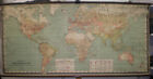 Schulwandkarte alte Erde Weltproduktion 204x96 vintage world production map~1910