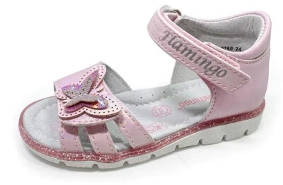 FLAMINGO Sandals for Girls Hook& Loop Flat Arched Design Casual EU 24/ US 8 - Image 1 of 4