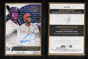 2020 Topps Gold Label Gold Label Framed Auto Blue /10 Ryan Howard #GLA-RHO Auto