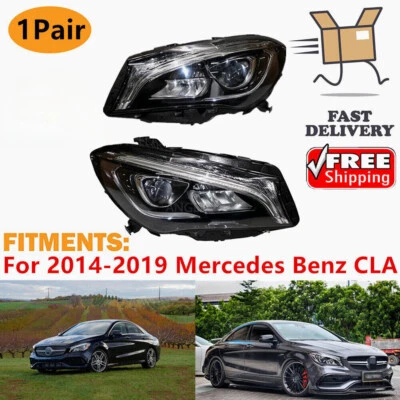 1 Pair For 2014-2019 Mercedes Benz CLA LED DRL Headlights HeadLamp Assembly Set - Image 1 of 4