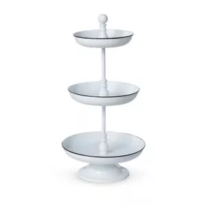 3 Tier Serving Stand White Enamel Metal Tray Display Stand - Picture 1 of 2