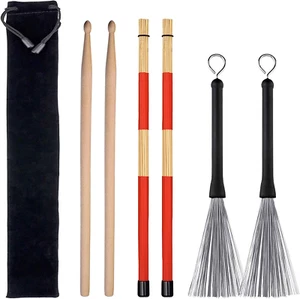 Drum Sticks Set, 1 Pair Drum Wire Brushes Retractable Drum Stick Brush, 1 Pair R - Picture 1 of 7