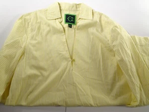 C Wonder Damen gelb weiß Popeline Emaille Knopf Langarm Shirt Gr. XS - Bild 1 von 7