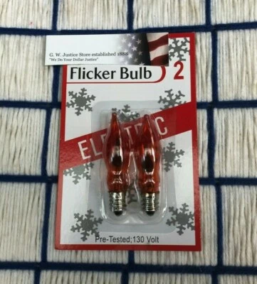 CARDof2 new C7 AMBER FLICKER FLAME LIGHT BULB E12 candelabra flickering 7¢ ship* - Image 1 of 4
