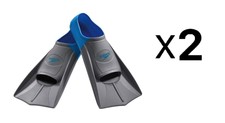 Speedo Short Blade Training Fins - Medium, Blue/Gray (2-Pack)