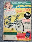 Schwinn Fair Lady Bicycle 1960 Vtg Advertisement / Daisy Duck Bw Comic Sketch