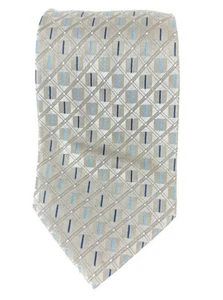 Calvin Klein 100% Silk Tie Tan/Gold Geometric Design - Picture 1 of 7