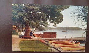 Genfersee WI ~ Bootslandung ~ christliches Lager junger Männer ~ Postkarte 1908 VO Hammon - Bild 1 von 2