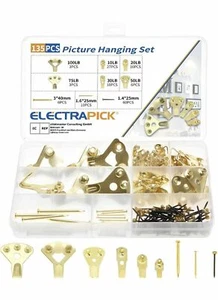 135Pcs Picture Hooks 100 Lbs for Plaster Wall Hard Walls 50 Lbs Picture Hanging - Picture 1 of 7