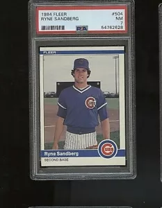 1984 Fleer Ryne Sandberg Chicago Cubs #504 🚀😳💥 PSA Graded 7 - Picture 1 of 2