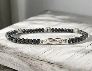 Brazalete David Yurman Memento Mori Estación Calavera Espinela Negra Plata Esterlina - Imagen 1 de 3
