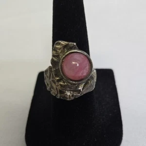 Anillo de rodocrosita, plateado, riel abierto, tamaño 7 - Imagen 1 de 7