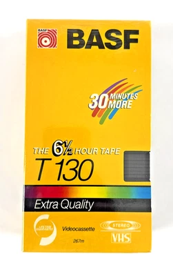 Vintage BASF T-130 VHS Blank Tapes 2 Pack 6.5 Hr Extra Quality NOS Sealed - Image 1 of 4