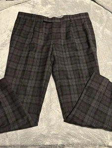 Brooks Brother Pantalone elegante slim in pile uomo 40x30 grigio/nero a quadri - Foto 1 di 8